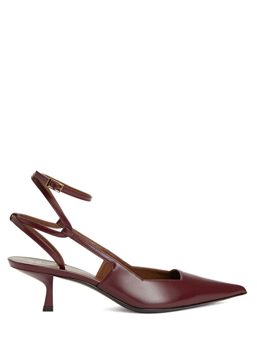 Bordo Deri Topuklu Ayakkabı - Görsel 2