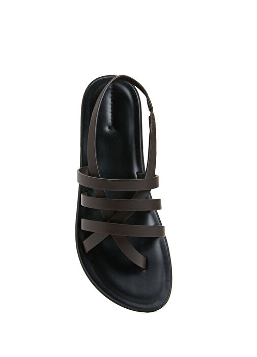 Line Kahverengi Kadın Deri Sandalet - Görsel 5