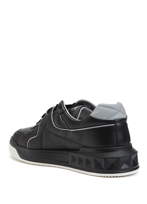 One Stud Siyah Erkek Deri Sneaker - Görsel 4