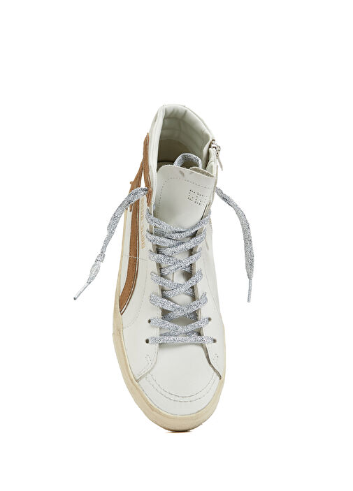 Slide Taba Beyaz Kadın Deri Sneaker - Görsel 5