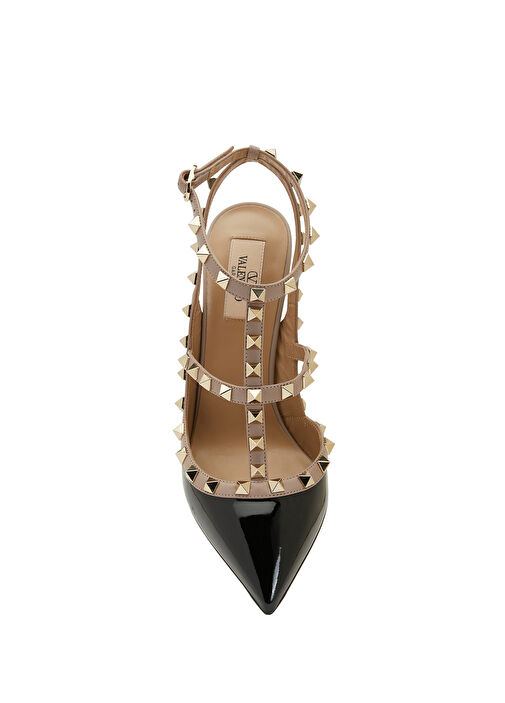 Rockstud Siyah Deri Topuklu Ayakkabı - Görsel 10