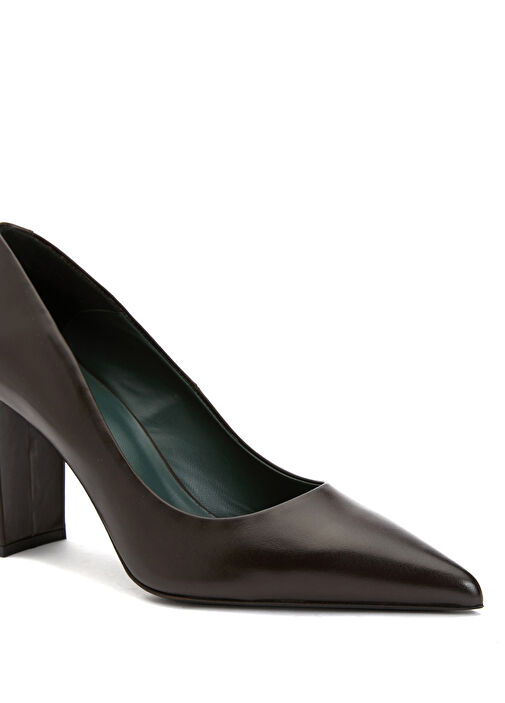 Kahverengi Kadın Deri Topuklu Ayakkabı - Görsel 7