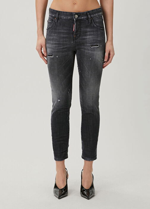 Dsquared2 Siyah Kadın Teddy Siyah Yıkamalı Jean Pantolon 1931654