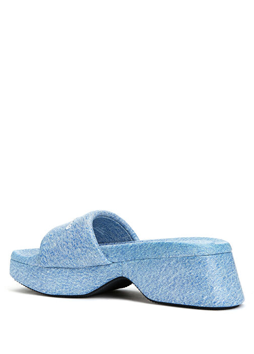 Trompe-loeil Mavi Kadın Deri Terlik - Görsel 4