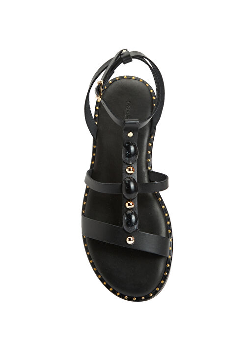 Siyah Toka Detaylı Kadın Deri Sandalet - Görsel 5