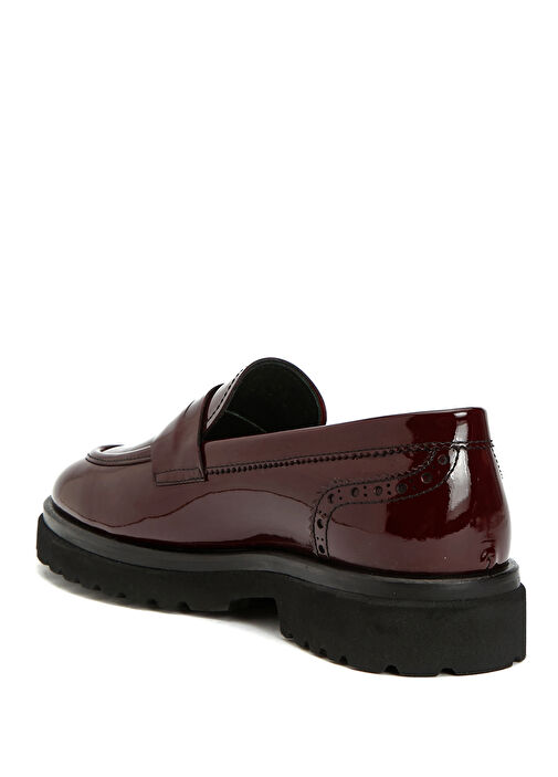 Bordo Kadın Deri Loafer - Görsel 4