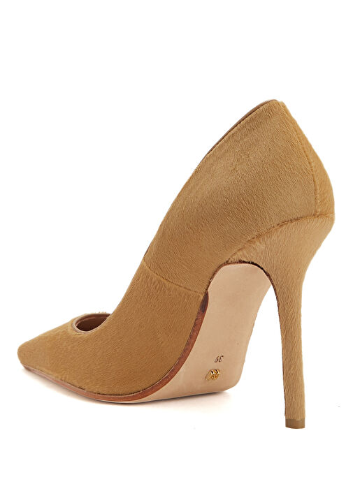 Camel Tay Tüyü Topuklu Ayakkabı - Görsel 4
