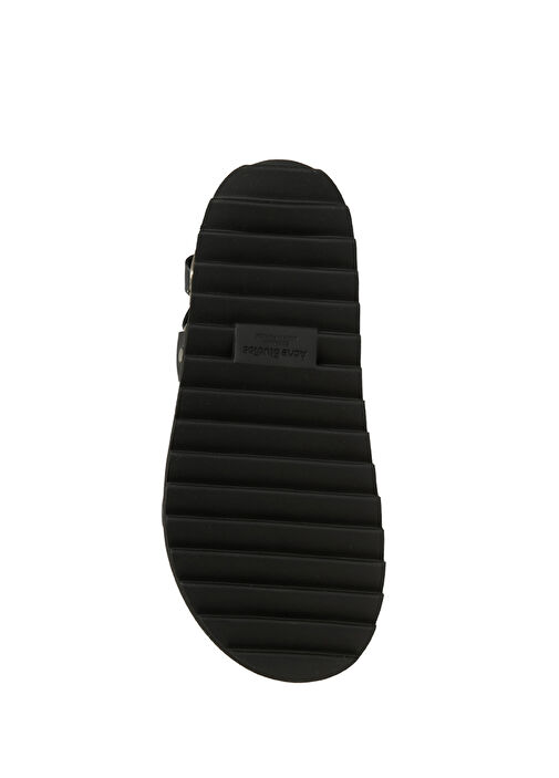 Siyah Logo Detaylı Kadın Deri Sandalet - Görsel 6