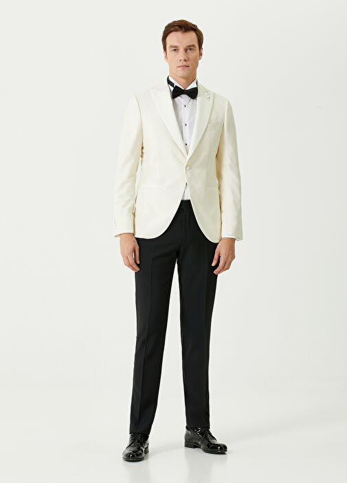 Lardini - White Single Button Wool Tuxedo Jacket