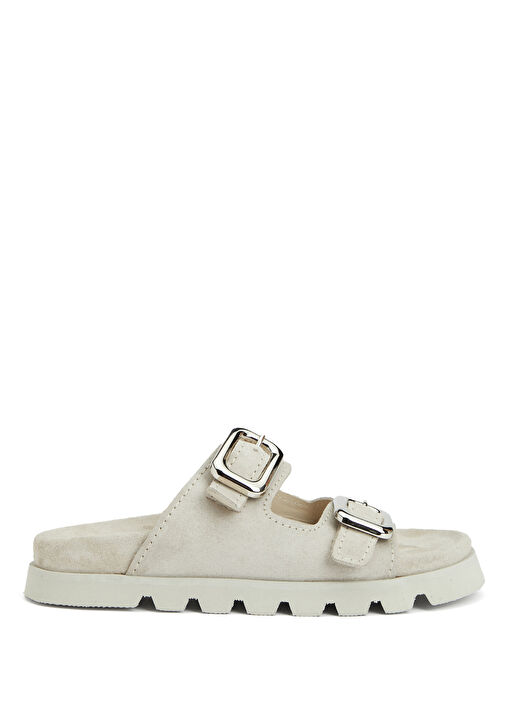 Krem Kadın Deri Terlik - Görsel 2