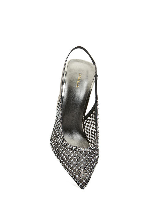 Siyah Mikro Troklu Topuklu Ayakkabı - Görsel 5