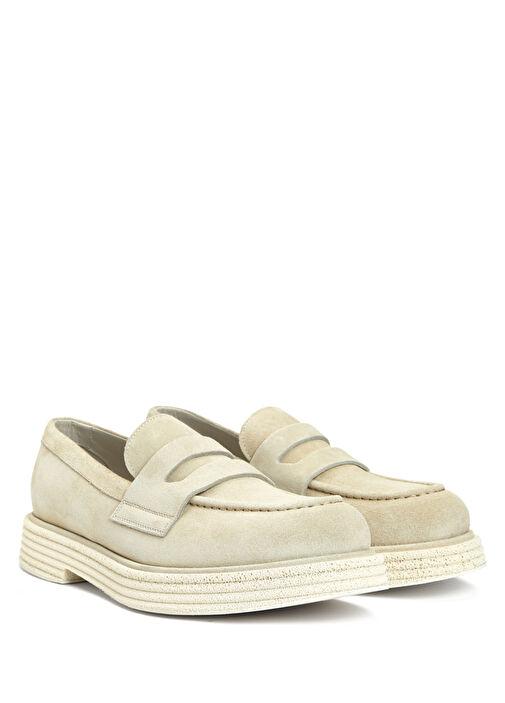 Beyaz Erkek Süet Loafer - Görsel 3