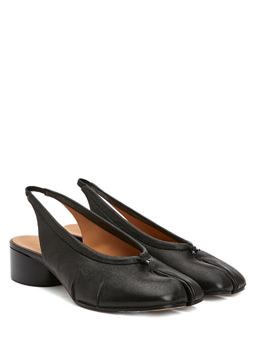 Siyah Deri Topuklu Ayakkabı - Görsel 3