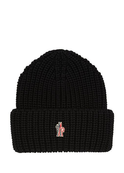 Moncler Grenoble Siyah Erkek Siyah logo Nakışlı Erkek Yün Bere