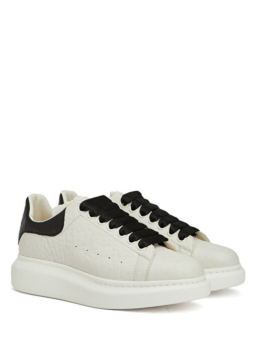 Oversized Beyaz Kadın Deri Sneaker - Görsel 3