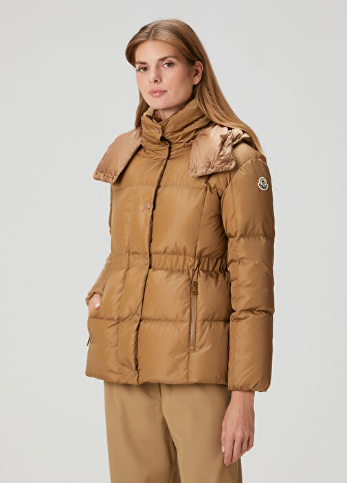 Moncler Kahverengi Kadın Agneux Kahverengi Kapüşonlu Mont 1738659