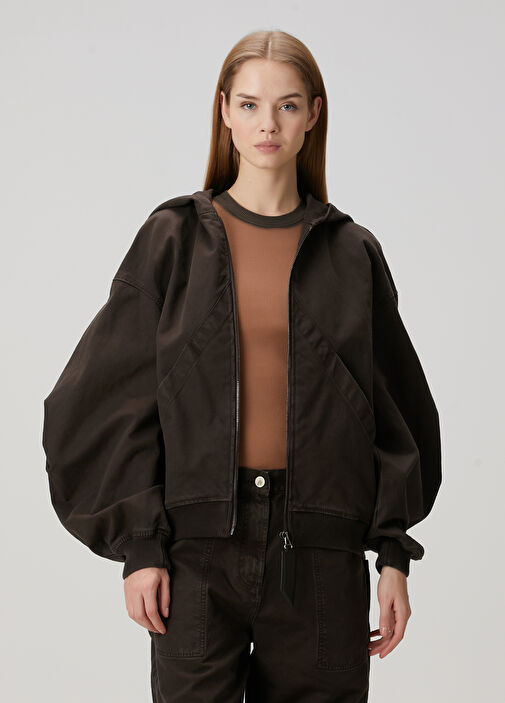 The Attico - Brown Hooded Bomber Jacket