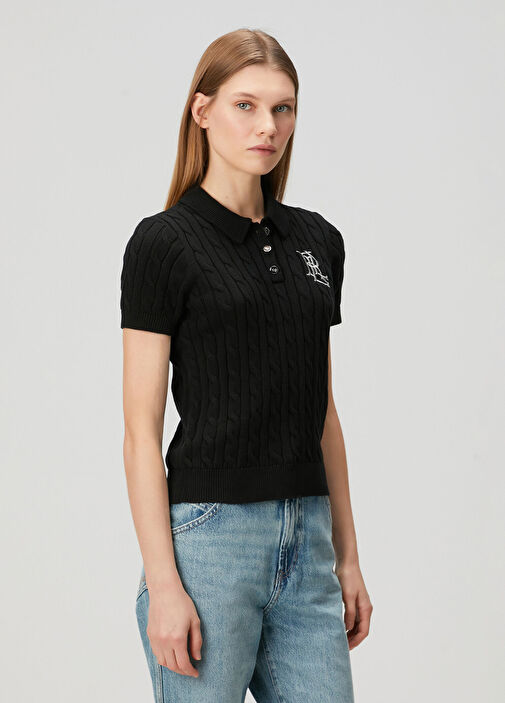 Lauren Ralph Lauren Siyah Kadın Siyah Saç Örgü Polo Triko 1871323