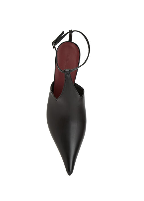 Siyah Deri Topuklu Ayakkabı - Görsel 5