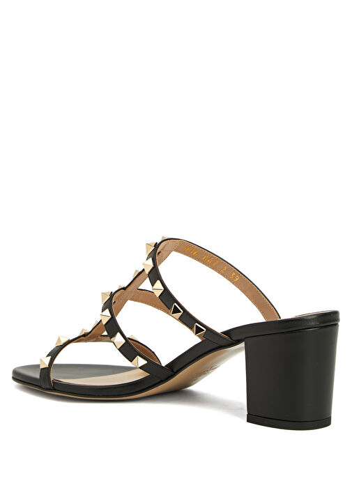 Rockstud Siyah Trok Detaylı Kadın Deri Terlik - Görsel 4