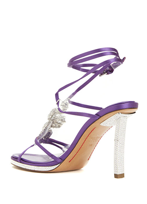 Mor Taşlı Yılan Detaylı Kadın Sandalet - Görsel 4