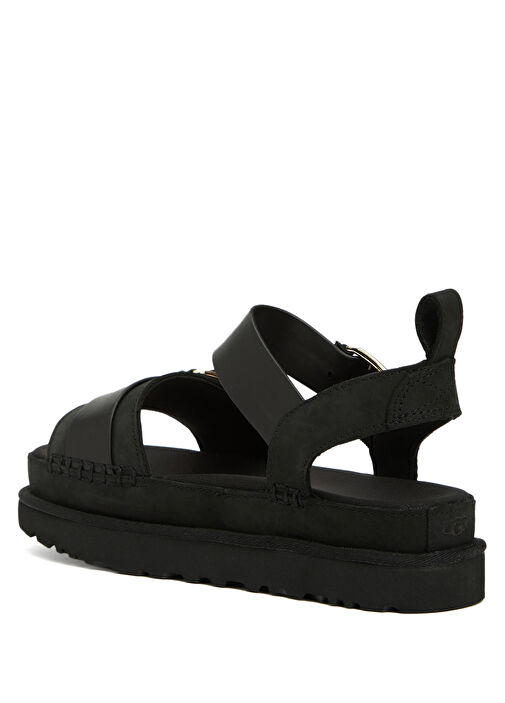 GoldenStar Siyah Kadın Deri Sandalet - Görsel 4