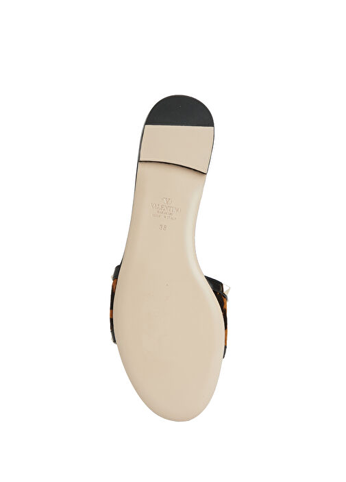 Rockstud Leopar Desenli Kadın Deri Terlik - Görsel 6
