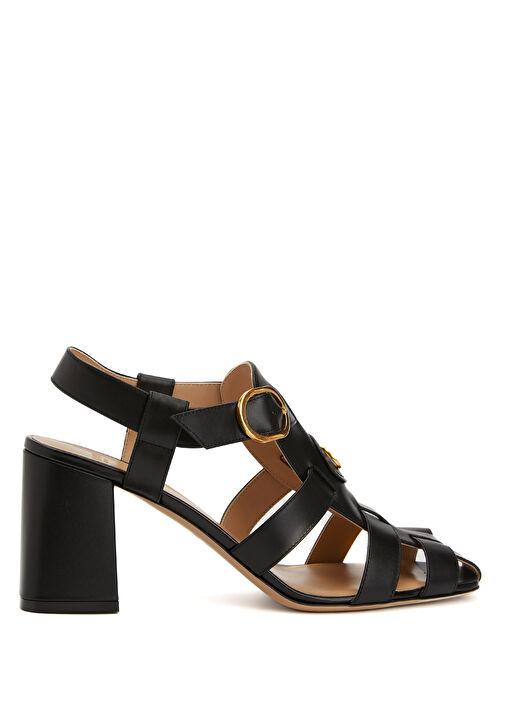 VLogo Signature Siyah Kadın Deri Sandalet - Görsel 2