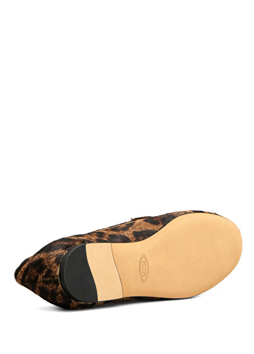 Siyah Kahve Leopar Desenli Kadın Deri Loafer - Görsel 5