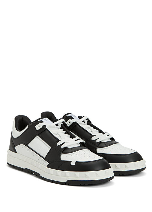 Freedots Siyah Beyaz Erkek Deri Sneaker - Görsel 3