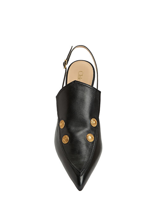 Agenes Siyah Deri Topuklu Ayakkabı - Görsel 5