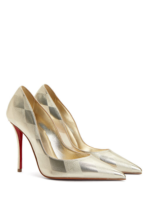 Miss Gold Desenli Deri Stiletto - Görsel 3