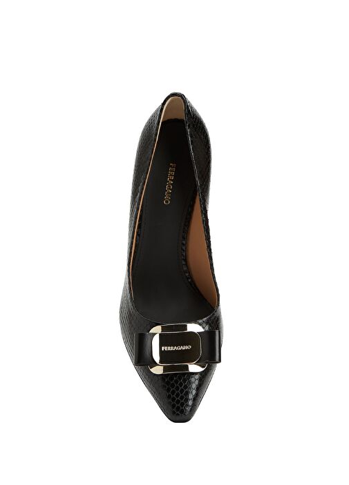 Siyah Deri Topuklu Ayakkabı - Görsel 5