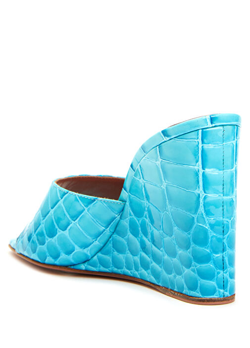 Mavi Krokodil Dokulu Kadın Deri Terlik - Görsel 4