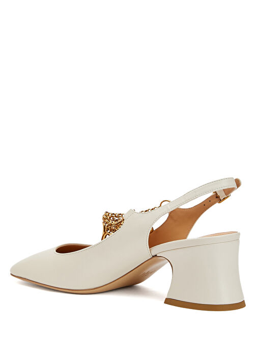 Ekru Deri Topuklu Ayakkabı - Görsel 4