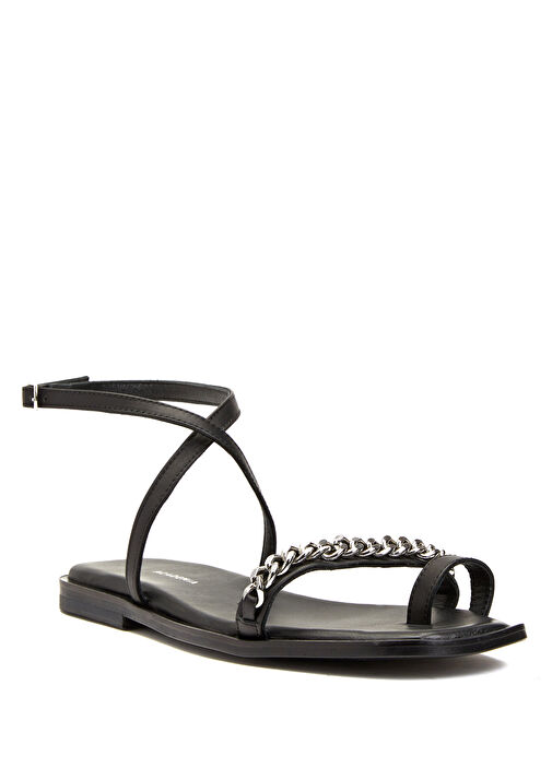 Siyah Kadın Deri Sandalet - Görsel 3