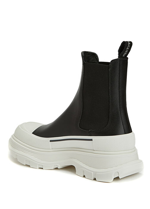 Siyah Beyaz Kadın Deri Bot - Görsel 4