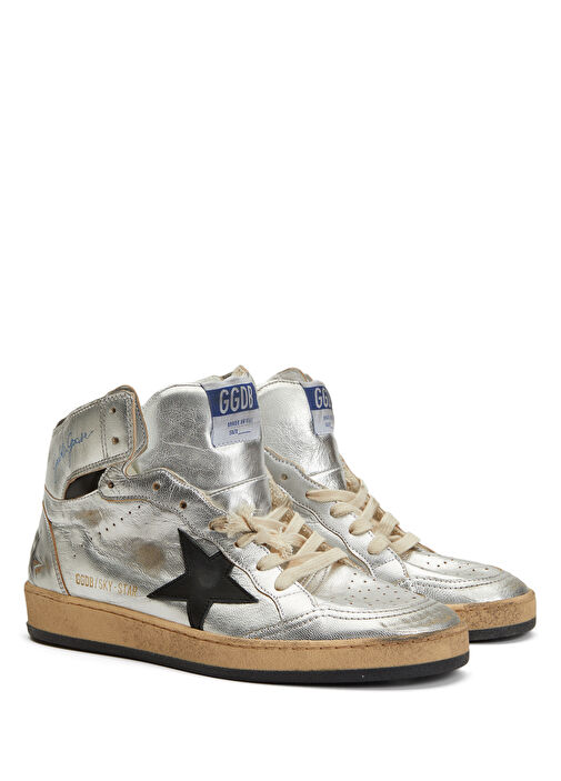 Silver Baskılı Logolu Kadın Deri Sneaker - Görsel 3