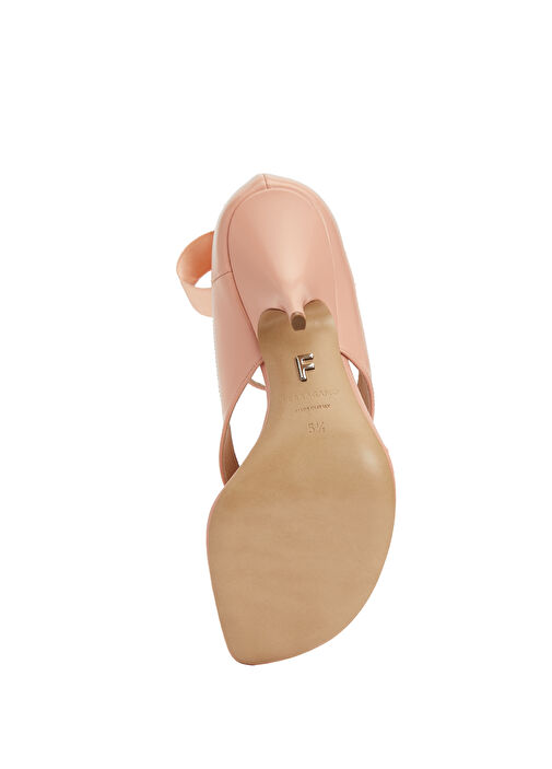 Pembe Topuklu Deri Sandalet - Görsel 7