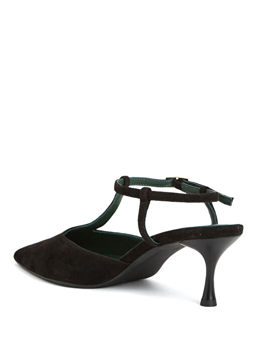 Siyah Deri Topuklu Ayakkabı - Görsel 4