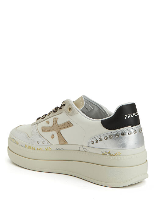 Micol Bej Beyaz Kadın Deri Sneaker - Görsel 4