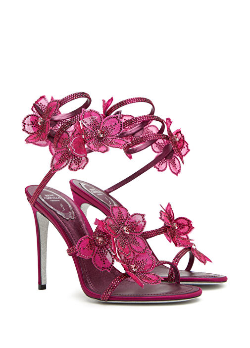 Floriane Fuşya Kadın Saten Sandalet - Görsel 3