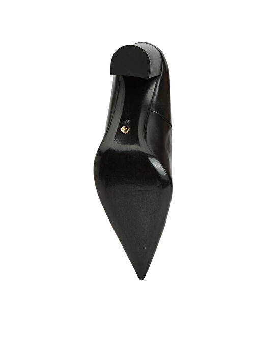 Siyah Deri Topuklu Ayakkabı - Görsel 6