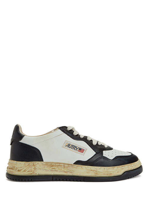 Siyah Beyaz Erkek Deri Sneaker - Görsel 2