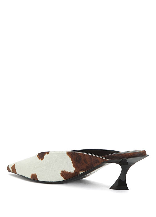 Kahverengi Beyaz Kadın Deri Terlik - Görsel 4