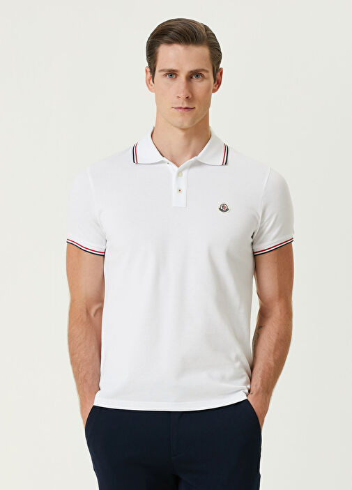 Moncler - Beyaz Polo Yaka T-shirt - Beyaz