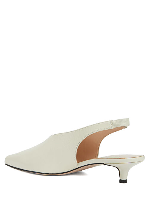 Kırık Beyaz Deri Topuklu Ayakkabı - Görsel 4