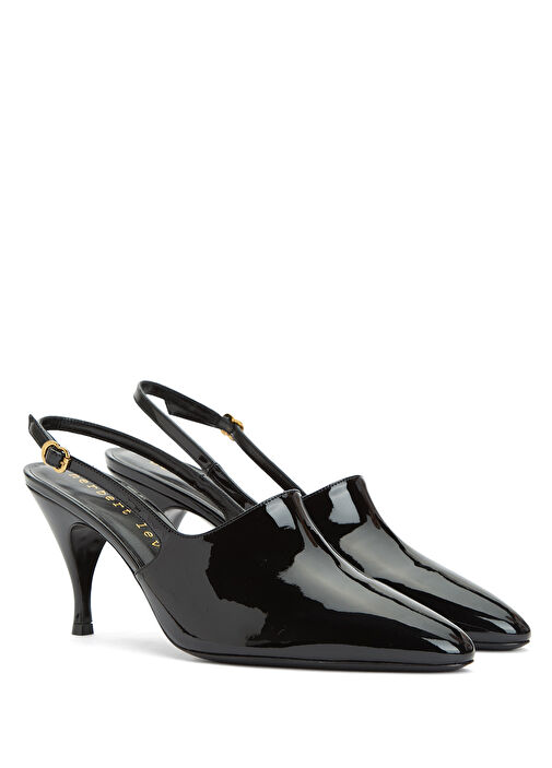 Siyah Deri Topuklu Ayakkabı - Görsel 3