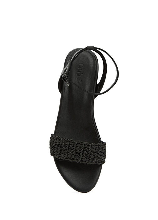 Siyah Örgü Bantlı Kadın Rafya Sandalet - Görsel 5