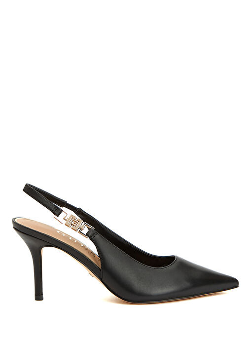 Siyah Deri Topuklu Ayakkabı - Görsel 2